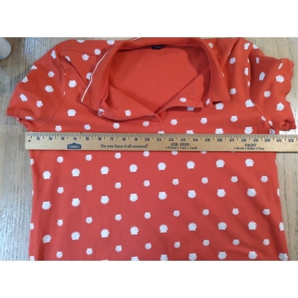 Lands' End red collared polo with shell print - Picture 4 of 8